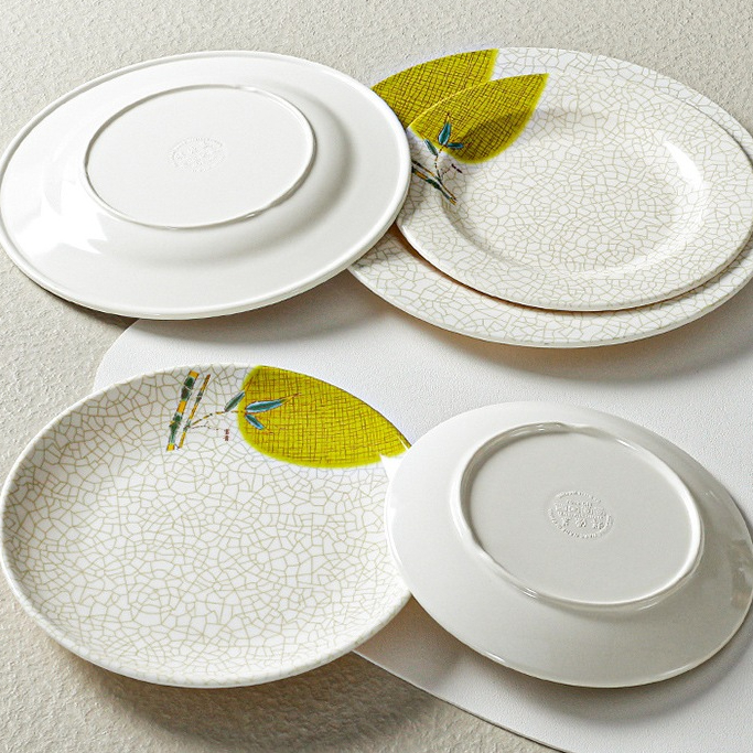 Đĩa Phíp ( Melamine A5 ) Hoa Văn Hình Lá Tre Dùng Cho Nhà Hàng Khách Sạn 8108