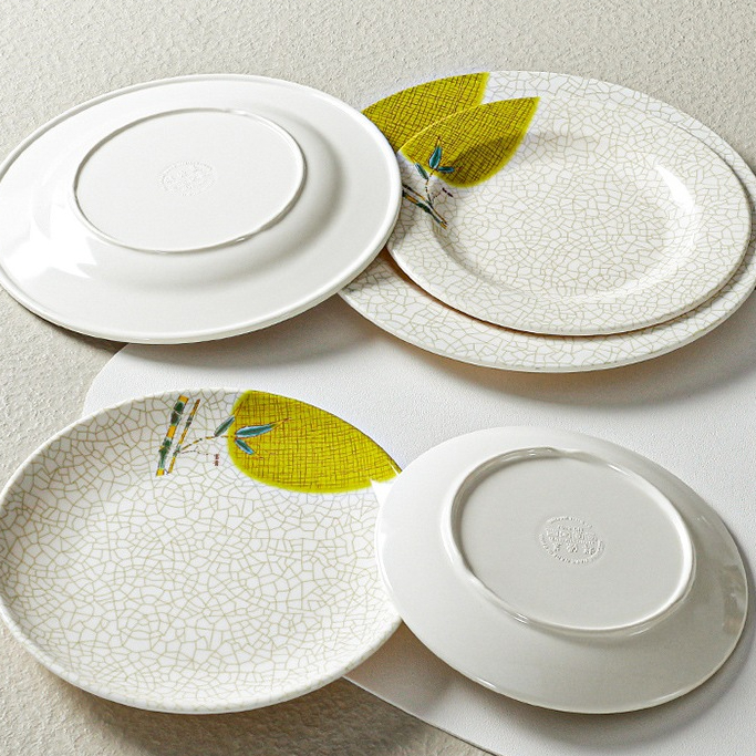 Đĩa Phíp ( Melamine A5 ) Hoa Văn Hình Lá Tre Dùng Cho Nhà Hàng Khách Sạn 8109
