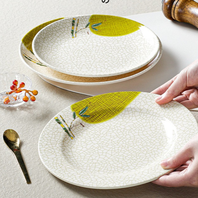 Đĩa Phíp ( Melamine A5 ) Hoa Văn Hình Lá Tre Dùng Cho Nhà Hàng Khách Sạn 8109