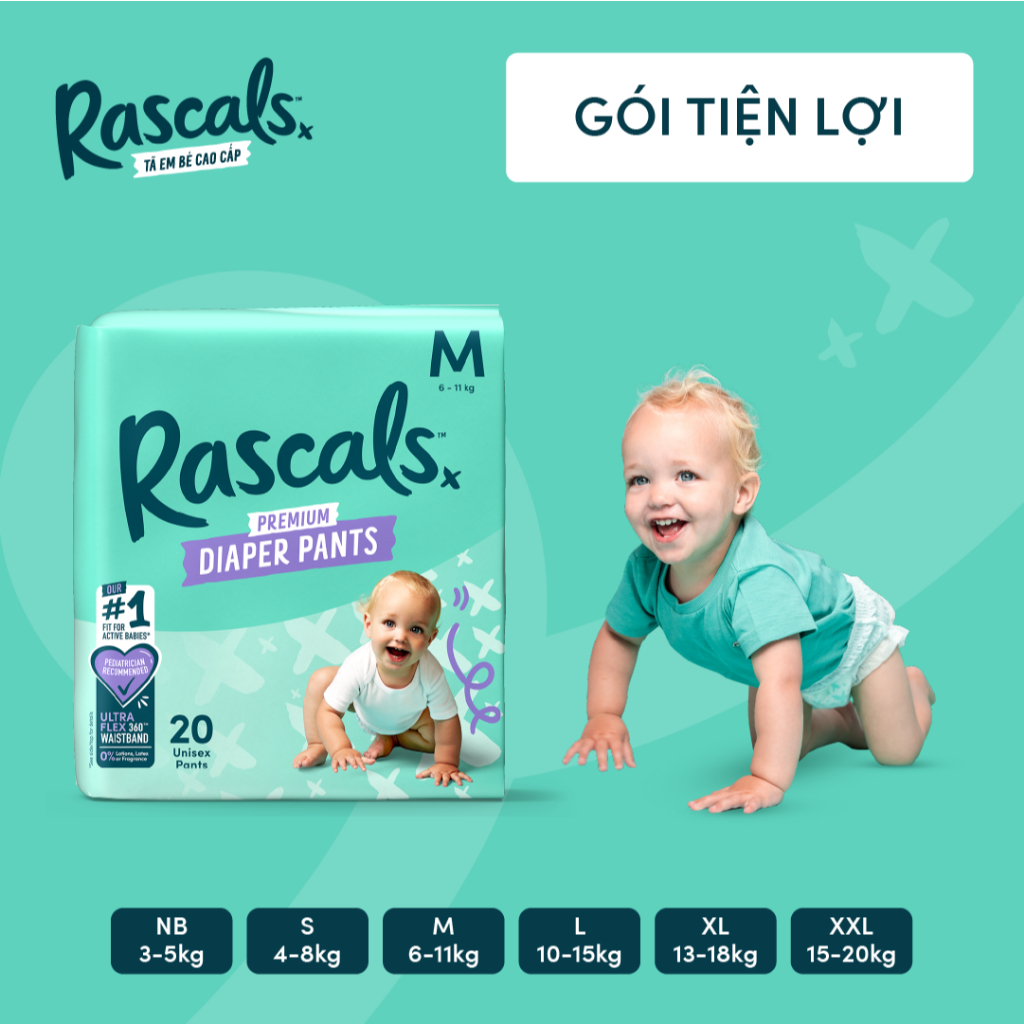 [GÓI TIỆN LỢI] Tã/Bỉm cao cấp Rascals gói nhỏ tiện lợi Convenience đủ size NB/S/M/L/XL/XXL