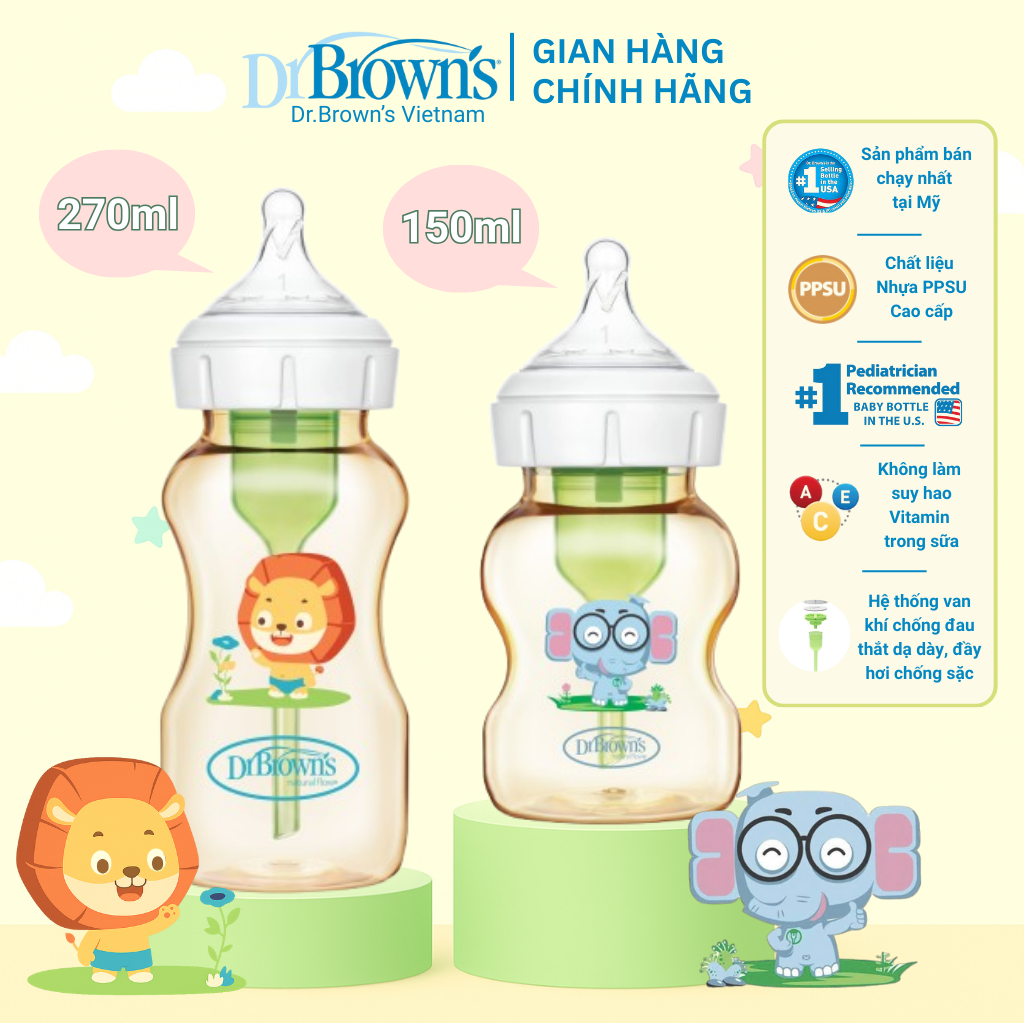 Bình sữa Dr.Brown's cổ rộng nhựa PPSU Option Plus 100% chính hãng 150ml ...