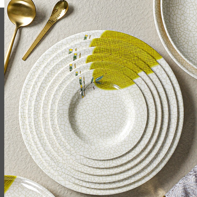 Đĩa Phíp ( Melamine A5 ) Hoa Văn Hình Lá Tre Dùng Cho Nhà Hàng Khách Sạn P 1007