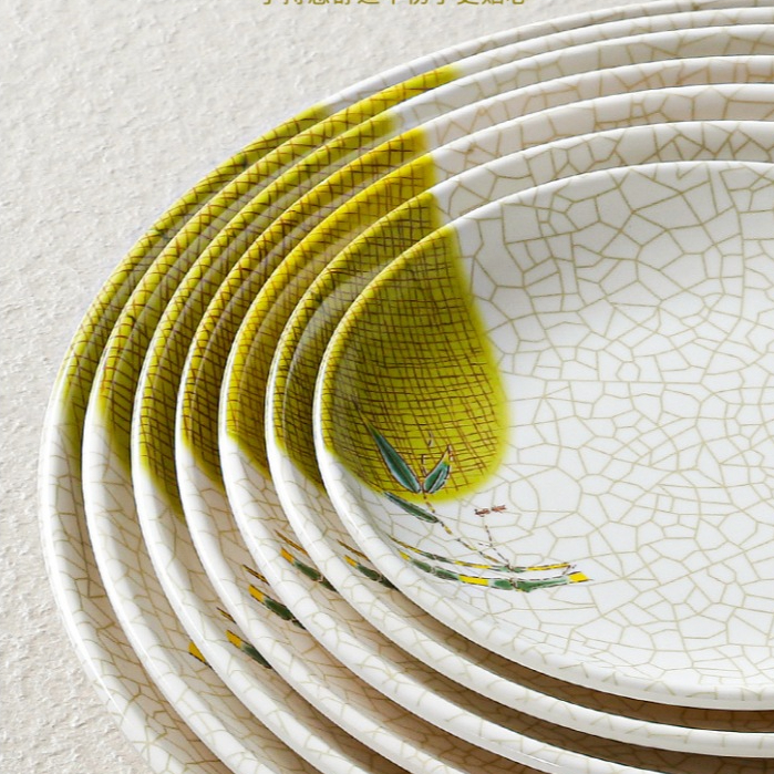 Đĩa Phíp ( Melamine A5 ) Hoa Văn Hình Lá Tre Dùng Cho Nhà Hàng Khách Sạn P 1007