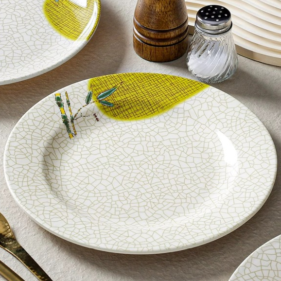 Đĩa Phíp ( Melamine A5 ) Hoa Văn Hình Lá Tre Dùng Cho Nhà Hàng Khách Sạn P 1007