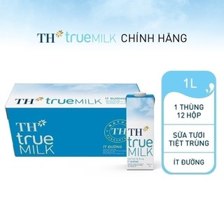 Thùng 12 hộp sữa tươi tiệt trùng TH true MILK ít đường 1 L (1 L x 12)
