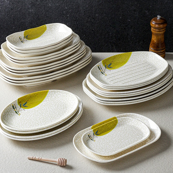 Đĩa Phíp ( Melamine A5 ) Hoa Văn Hình Lá Tre Dùng Cho Nhà Hàng Khách Sạn 260