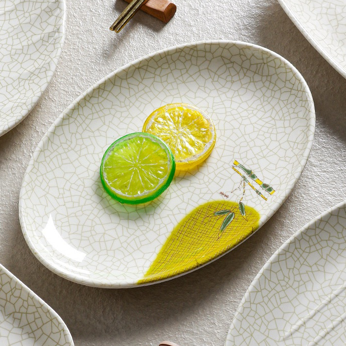 Đĩa Phíp ( Melamine A5 ) Hoa Văn Hình Lá Tre Dùng Cho Nhà Hàng Khách Sạn 260