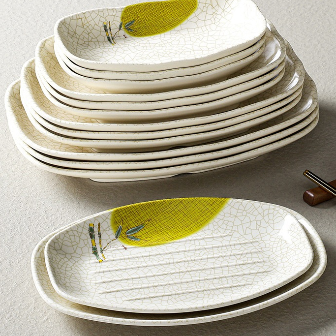 Đĩa Phíp ( Melamine A5 ) Hoa Văn Hình Lá Tre Dùng Cho Nhà Hàng Khách Sạn 260