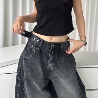 Quần Jeans Ống Cong Wash PREMIUM Đứng Form Tôn Dáng Unisex Nam Nữ - Đai Siết Eo | SSSTore.Aesthetic