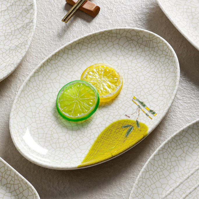 Đĩa Phíp ( Melamine A5 ) Hoa Văn Hình Lá Tre Dùng Cho Nhà Hàng Khách Sạn 2327