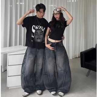 Quần Jeans Ống Cong Wash PREMIUM Đứng Form Tôn Dáng Unisex Nam Nữ - Đai Siết Eo | SSSTore.Aesthetic