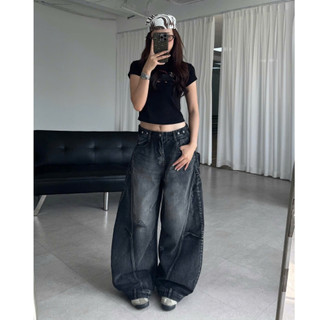 Quần Jeans Ống Cong Wash PREMIUM Đứng Form Tôn Dáng Unisex Nam Nữ - Đai Siết Eo | SSSTore.Aesthetic