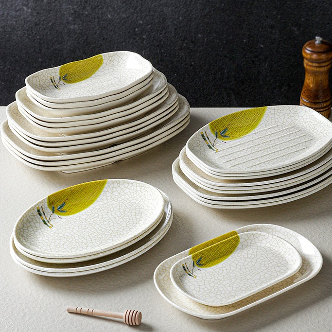 Đĩa Phíp ( Melamine A5 ) Hoa Văn Hình Lá Tre Dùng Cho Nhà Hàng Khách Sạn 2328