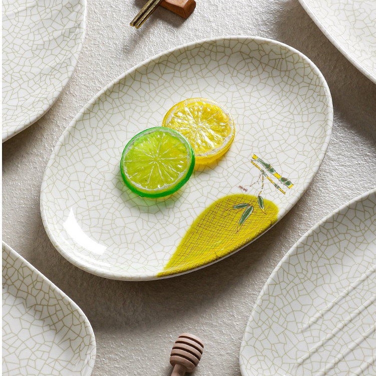 Đĩa Phíp ( Melamine A5 ) Hoa Văn Hình Lá Tre Dùng Cho Nhà Hàng Khách Sạn 2328