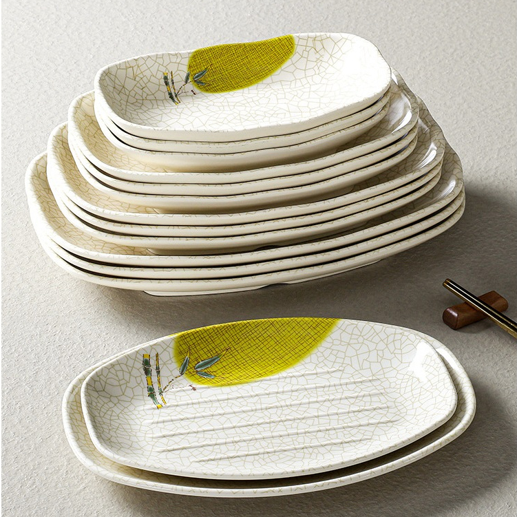 Đĩa Phíp ( Melamine A5 ) Hoa Văn Hình Lá Tre Dùng Cho Nhà Hàng Khách Sạn 2328