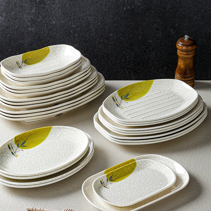Đĩa Phíp ( Melamine A5 ) Hoa Văn Hình Lá Tre Dùng Cho Nhà Hàng Khách Sạn 2310