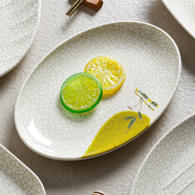 Đĩa Phíp ( Melamine A5 ) Hoa Văn Hình Lá Tre Dùng Cho Nhà Hàng Khách Sạn 2310