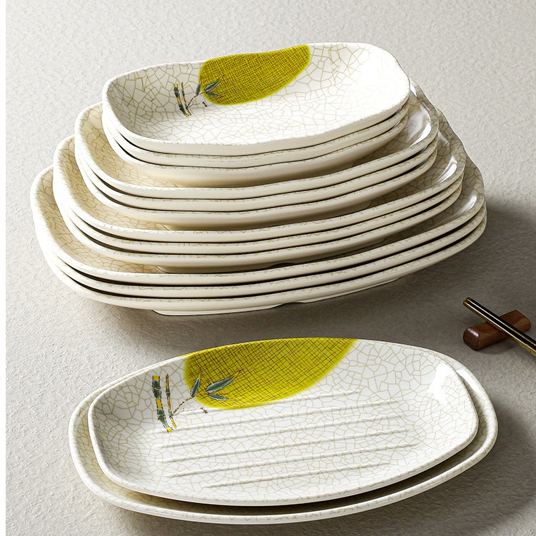 Đĩa Phíp ( Melamine A5 ) Hoa Văn Hình Lá Tre Dùng Cho Nhà Hàng Khách Sạn 2310
