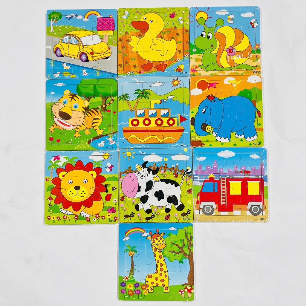 Combo 10 Tranh Ghép Hình 9 Mảnh - Đồ Chơi Phát Triển Tu Duy Và Trí Tuệ Cho Bé