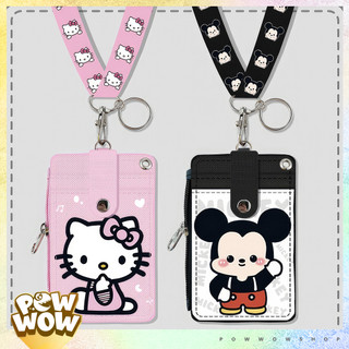 Bao Đựng Thẻ Da PU Nhiều Ngăn Kèm Dây Đeo Thẻ 45cm Vải Canvas Phong Cách Nhân Vật Hoạt Hình Anime Manga Sanrio Mick Minn