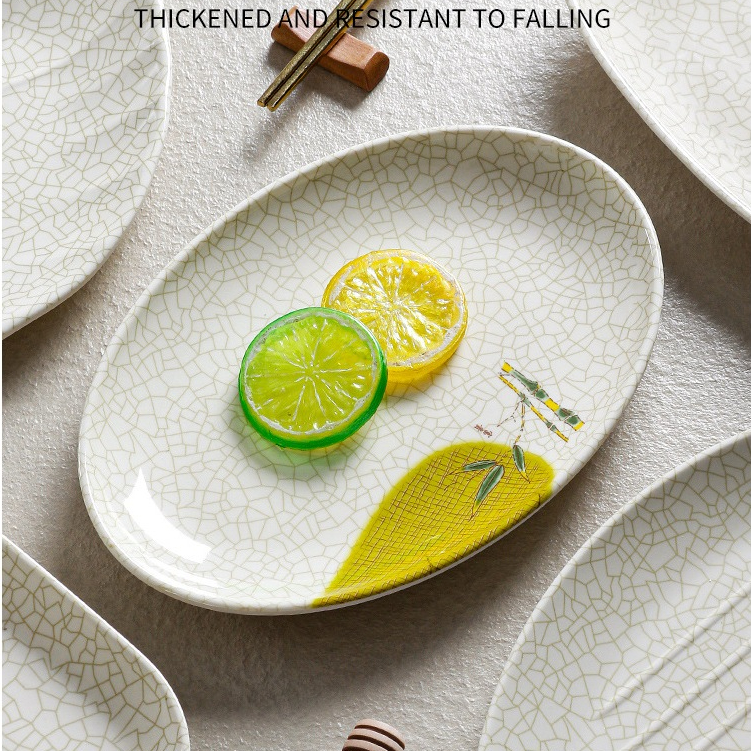 Đĩa Phíp ( Melamine A5 ) Hoa Văn Hình Lá Tre Dùng Cho Nhà Hàng Khách Sạn 666005