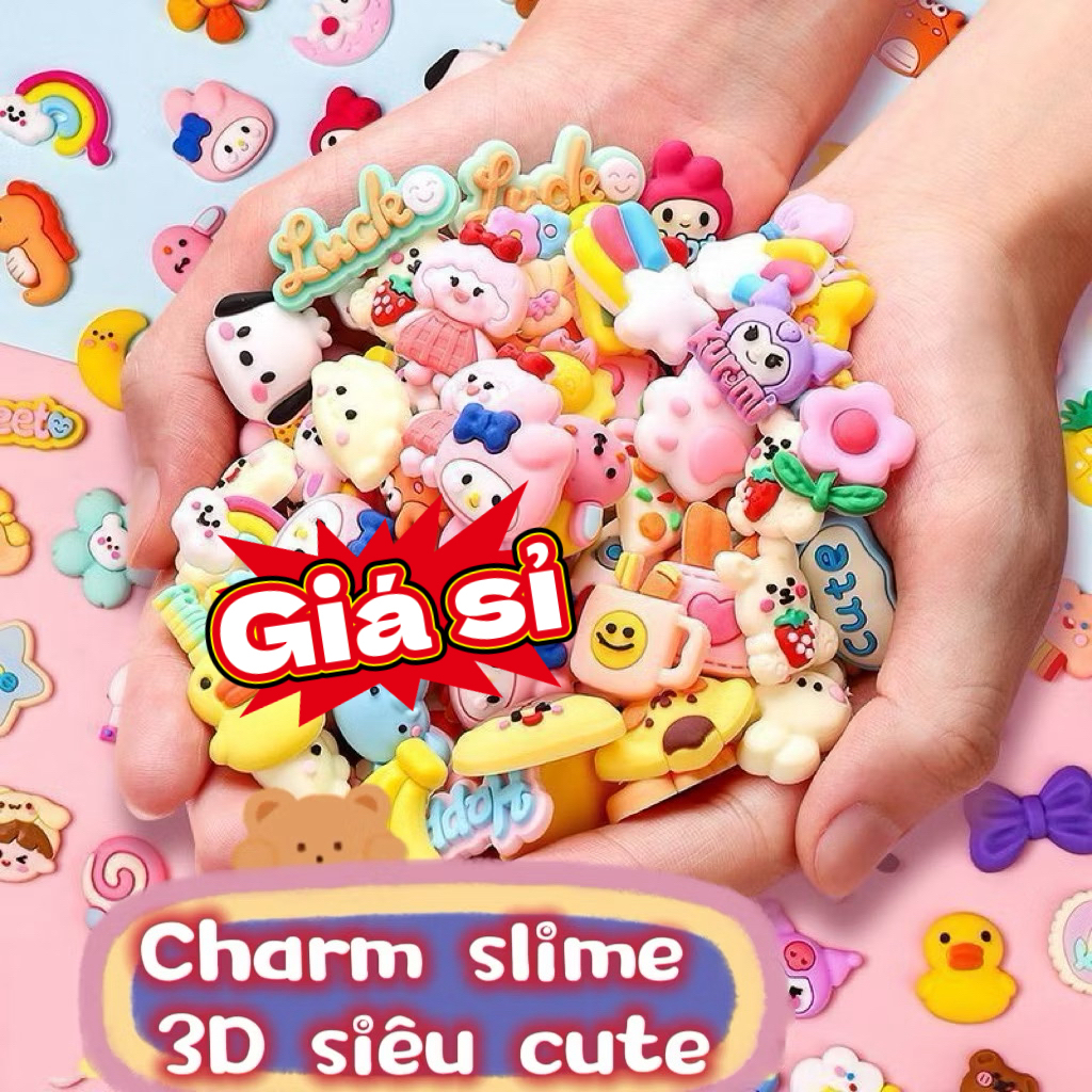 Charm Slime Giá Sỉ Đa Màu Sắc Charm 3D Hình Dáng Bánh Kẹo Hoạt Hình DIY Ốp Điện Thoại Kẹp Tóc
