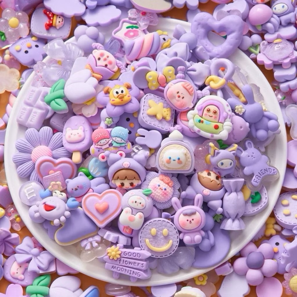 Charm Slime Giá Sỉ Đa Màu Sắc Charm 3D Hình Dáng Bánh Kẹo Hoạt Hình DIY Ốp Điện Thoại Kẹp Tóc
