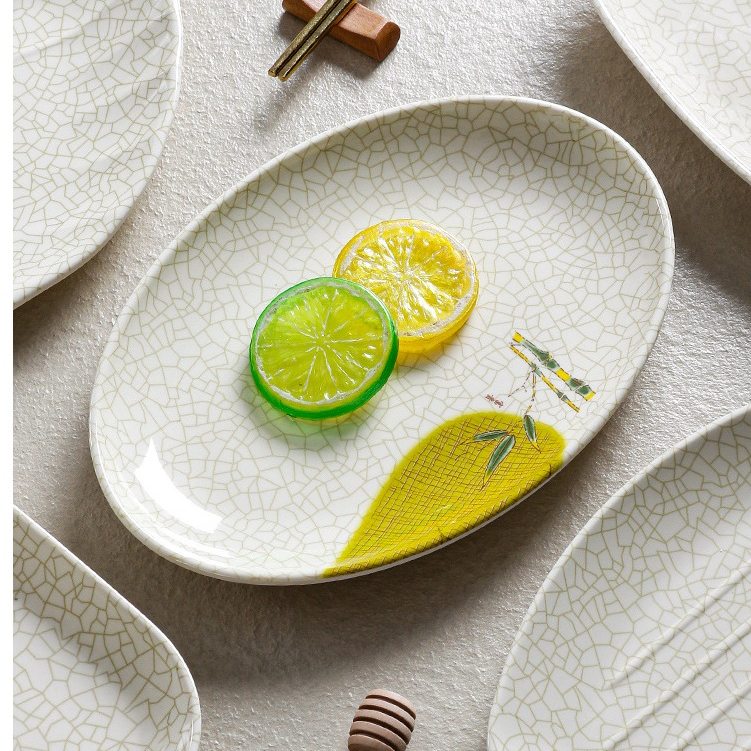 Đĩa Phíp ( Melamine A5 ) Hoa Văn Hình Lá Tre Dùng Cho Nhà Hàng Khách Sạn 7110