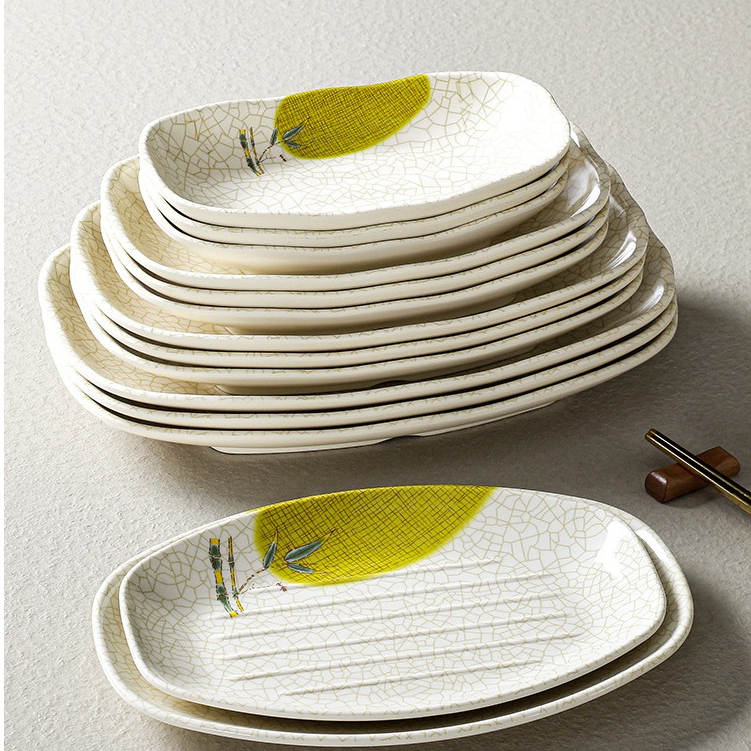 Đĩa Phíp ( Melamine A5 ) Hoa Văn Hình Lá Tre Dùng Cho Nhà Hàng Khách Sạn 7110