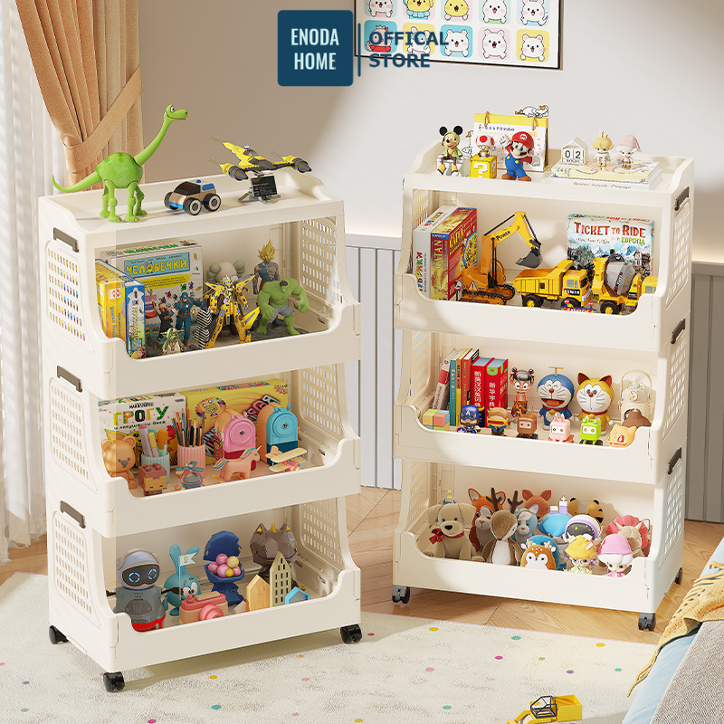 Kệ Đựng Đồ Đa Năng Gấp Gọn ENODA HOME, Tủ Kệ Đựng Đồ Chơi Cho Bé Chịu Lực Tốt Có Bánh Xe Di Chuyển Dễ Dàng TUN052