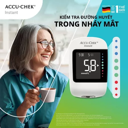 Máy Đo Đường Huyết Chính Hãng ACCU-CHEK Instant Kèm Hộp 50 Que Thử Đường Huyết