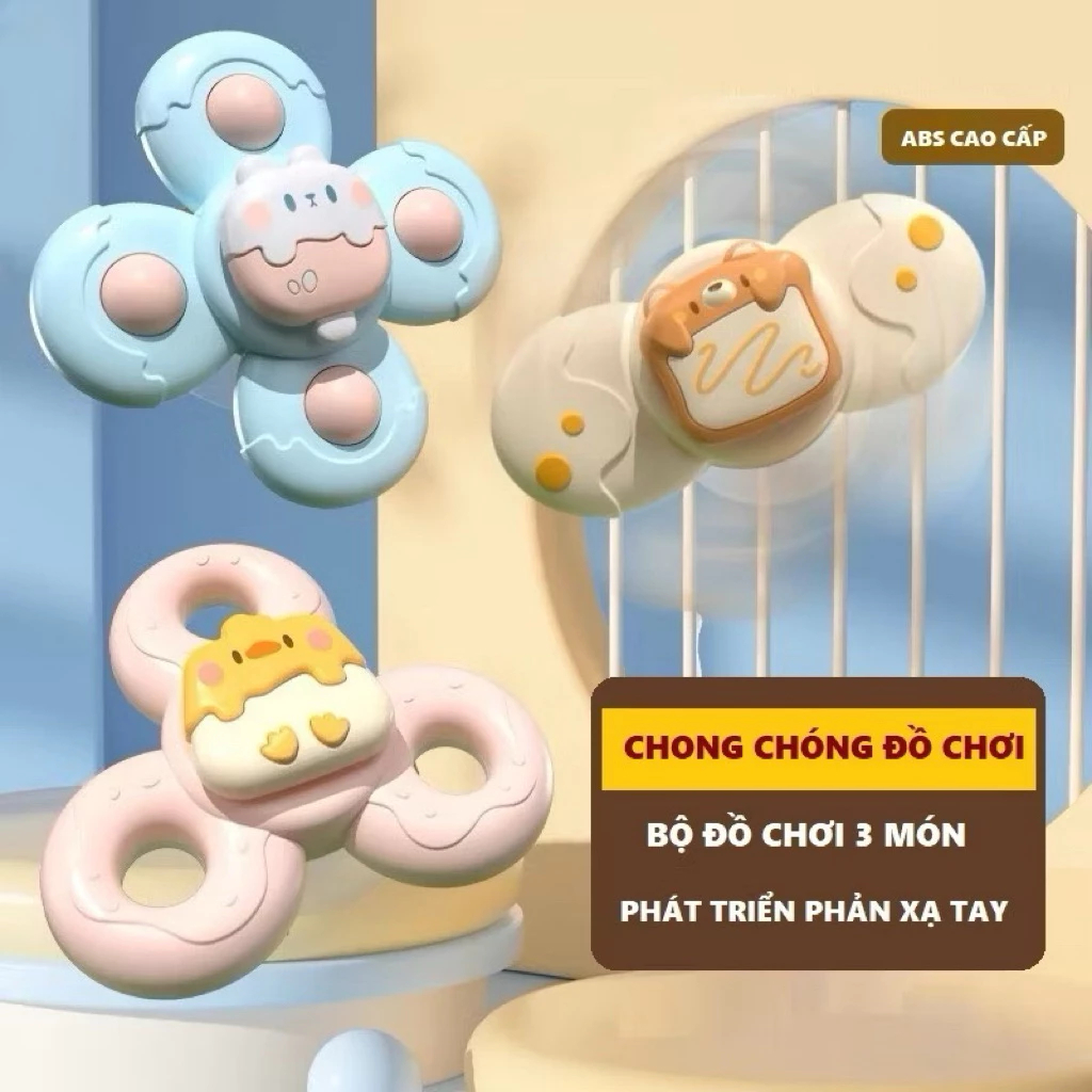 ( Mẫu bánh donut)  Chong Chóng cho bé, đồ chơi Set 3 Con quay spinner cho bé