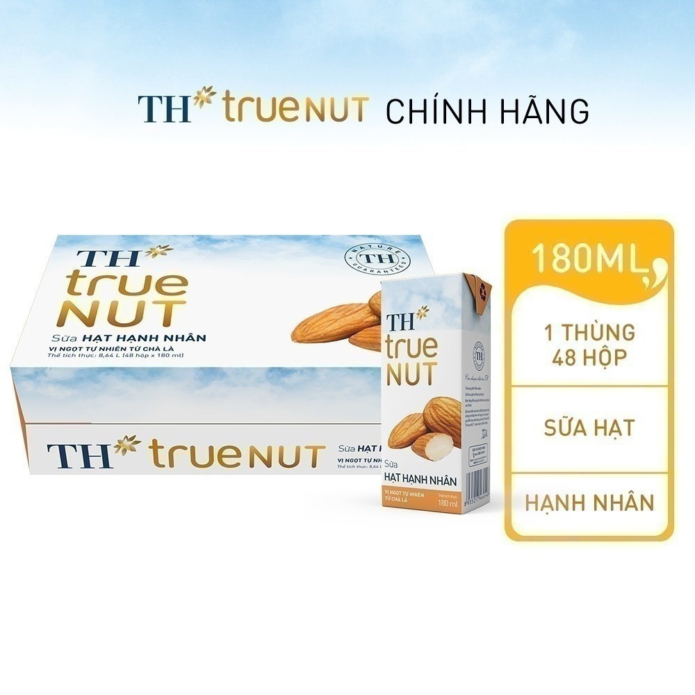 Thùng 48 hộp sữa hạt hạnh nhân TH True Nut 180ml x 48 hộp