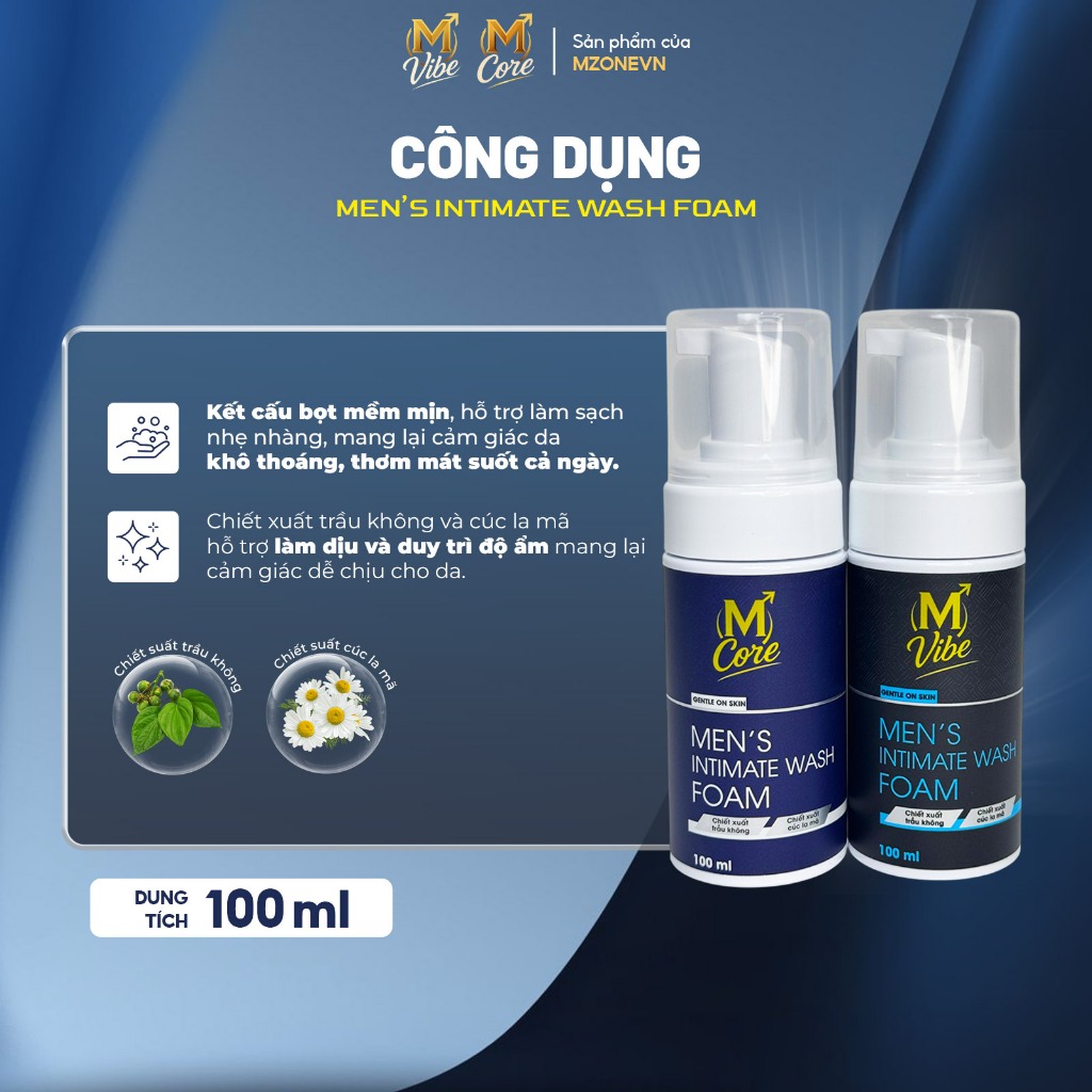 [Combo 2 chai] Bọt rửa vệ sinh nam Men's Intimate Wash Foam 100ml làm sạch dịu nhẹ, khử mùi, an toàn