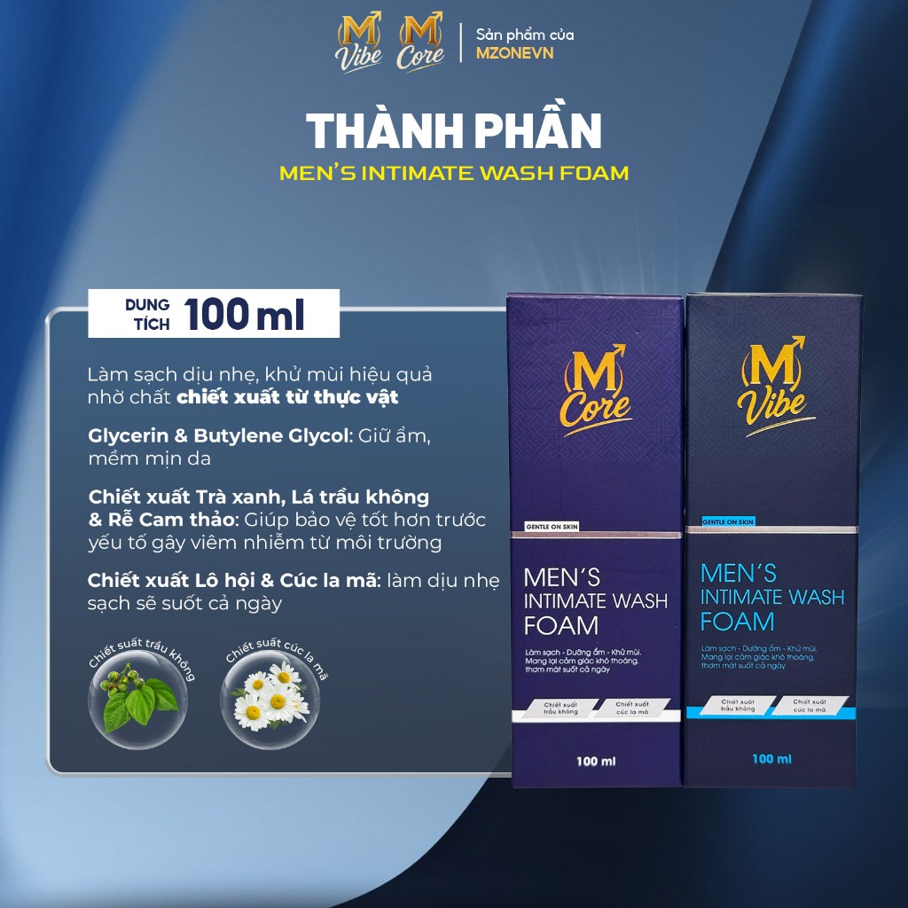 [Combo 2 chai] Bọt rửa vệ sinh nam Men's Intimate Wash Foam 100ml làm sạch dịu nhẹ, khử mùi, an toàn