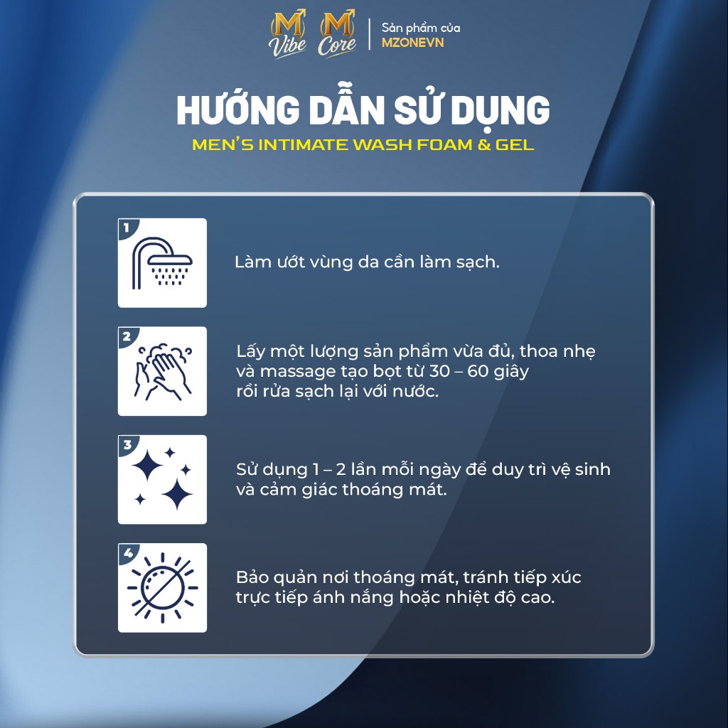 Dung dịch vệ sinh nam M Core và M Vibe dạng Gel 150ml & Foam 100ml