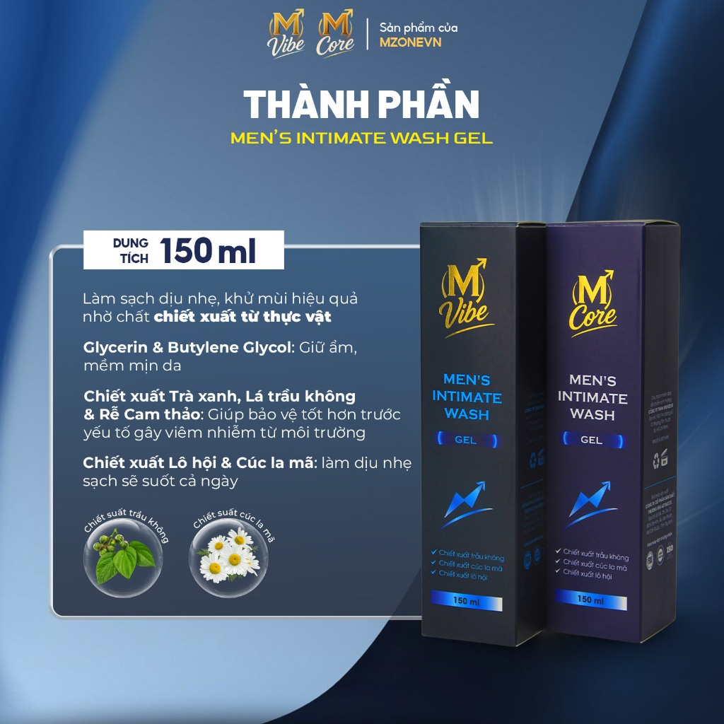 [Combo 2 chai] Dung dịch vệ sinh nam Men's Intimate Wash Gel 150ml chiết xuất tự nhiên, an toàn