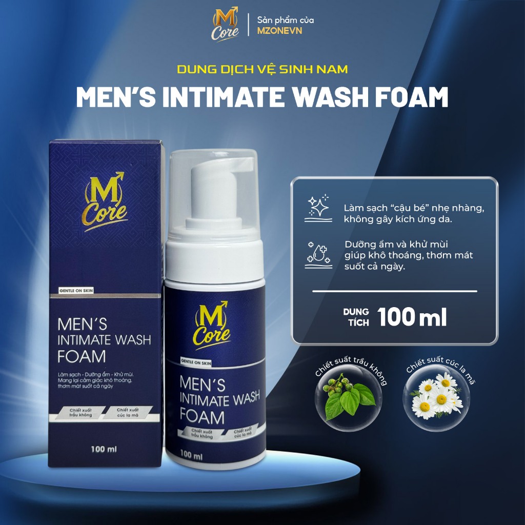 Bọt rửa vệ sinh nam M Core Men's Intimate Wash Foam 100ml – làm sạch, khử mùi, khô thoáng thơm mát