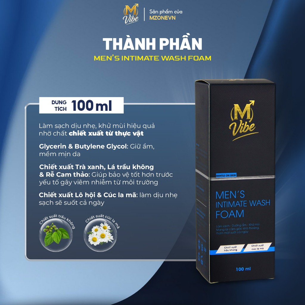 Bọt rửa vệ sinh nam M Vibe - M Core Men's Intimate Wash Foam 100ml - làm sạch, khử mùi, dưỡng ẩm, thơm mát