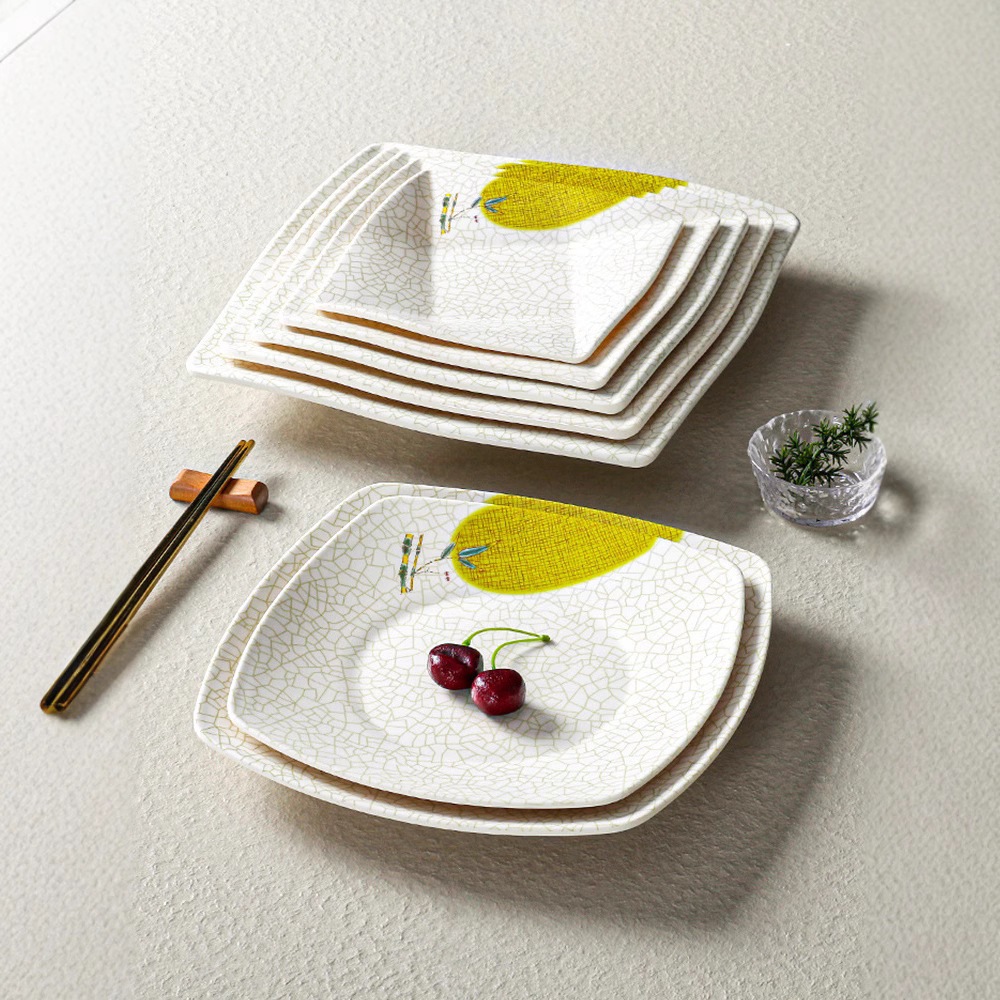 Đĩa Phíp ( Melamine A5 ) Hoa Văn Hình Lá Tre Dùng Cho Nhà Hàng Khách Sạn 868-8