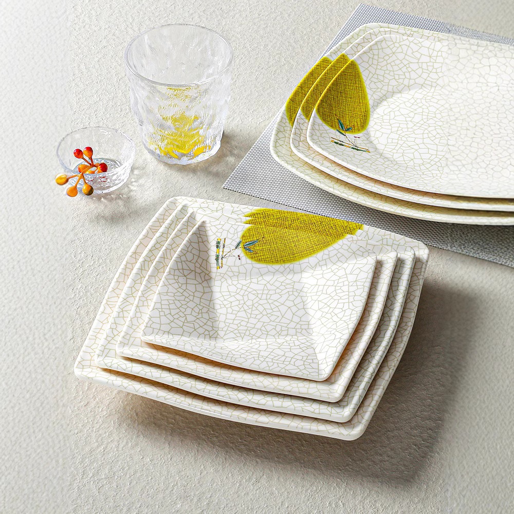 Đĩa Phíp ( Melamine A5 ) Hoa Văn Hình Lá Tre Dùng Cho Nhà Hàng Khách Sạn 868-8
