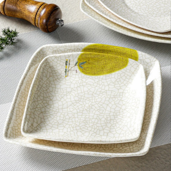 Đĩa Phíp ( Melamine A5 ) Hoa Văn Hình Lá Tre Dùng Cho Nhà Hàng Khách Sạn 868-8