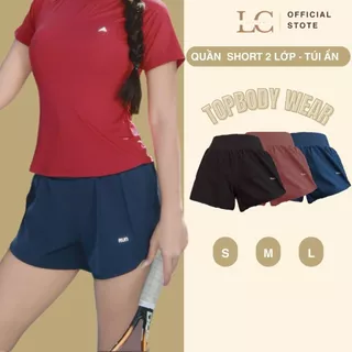 Quần Short Đùi Tập Gym Yoga LACORA Chạy Bộ 2 Lớp Có Túi Đựng Điện Thoại Topbody Wear - QUAND02