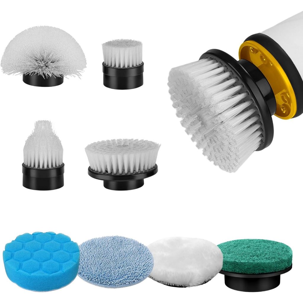 Qimedo Bộ Đầu Cọ Điện 8 Trong 1, Đầu Bàn Chải Thay Thế Đa Năng, Chà Nhà Bếp, Nhà Tắm, Kính, Sàn Nhà