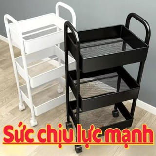 Đẩy Spa có bánh xe Kệ sắt đa năng Xe để đồ 3 tầng Thời trang cao cấp 【100%Thép】