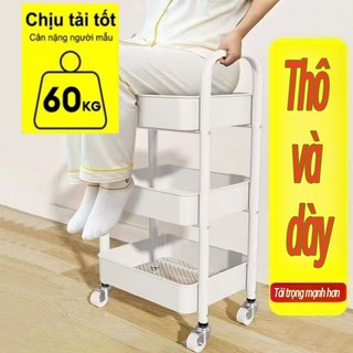 Đẩy Spa có bánh xe Kệ sắt đa năng Xe để đồ 3 tầng Thời trang cao cấp 【100%Thép】