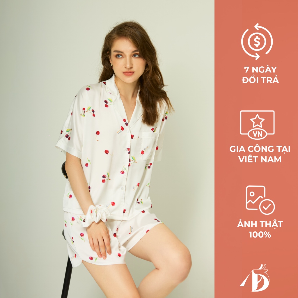 Pyjamas lụa in cao cấp ngắn 4DEARS | Shopee Việt Nam