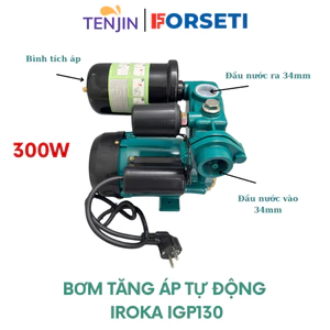 Máy Bơm Tăng Áp Tự Động IROKA IGP130 Công Suất 300W Dùng Trong Sinh Hoạt Áp Lực Mạnh Hút Sâu Đẩy Cao Bảo Hành 12 Tháng