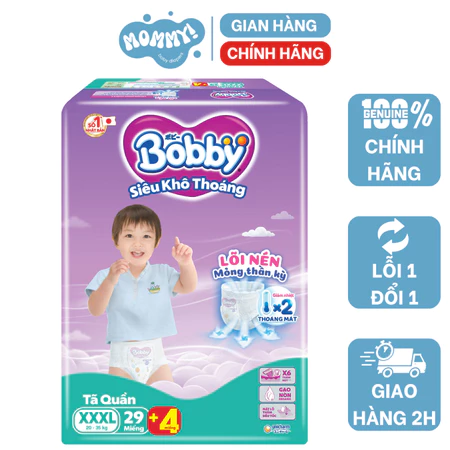 Tã quần bigsize(18-35kg) Bobby XXXL29+4/XXXL31+4/XXXL20+2, Moony XXXL14