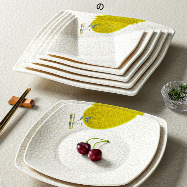 Đĩa Phíp ( Melamine A5 ) Hoa Văn Hình Lá Tre Dùng Cho Nhà Hàng Khách Sạn 4008